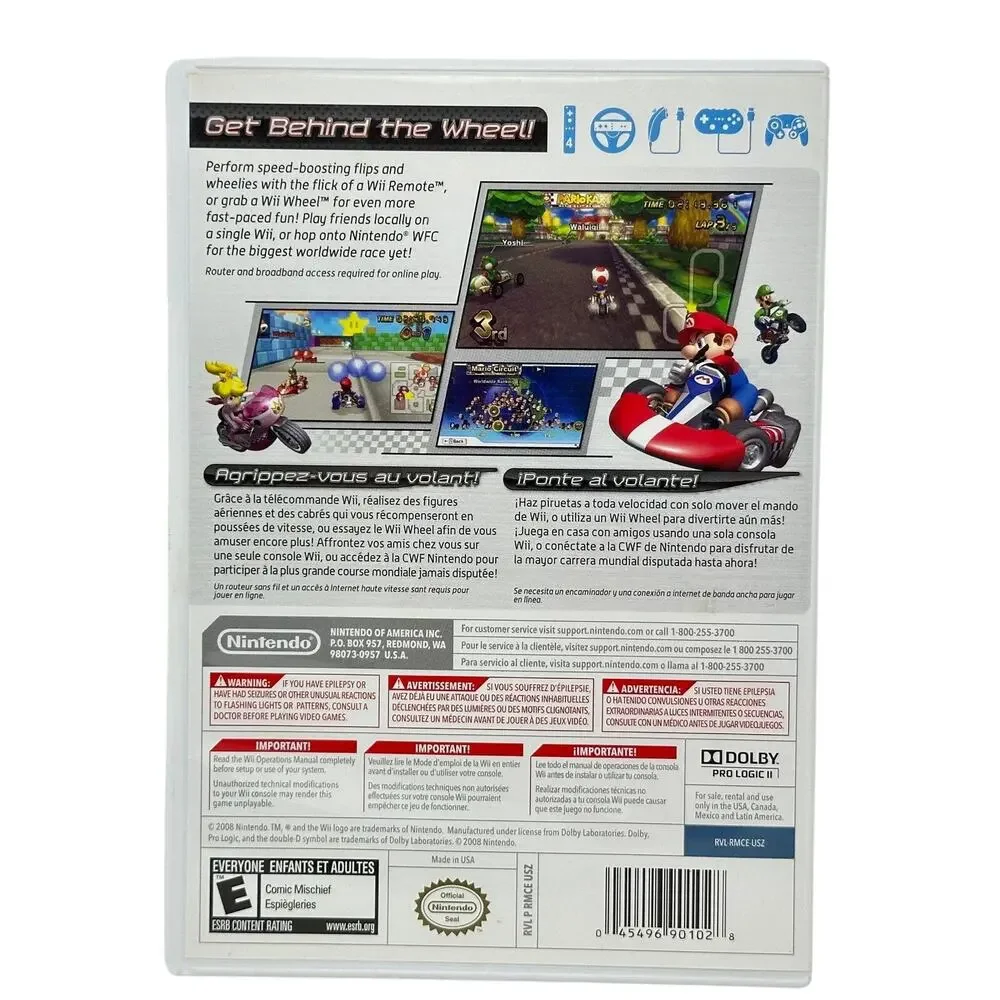 Nintendo Mario Kart Wii Video Game Complete w Manual Case Disc Classic Racing E